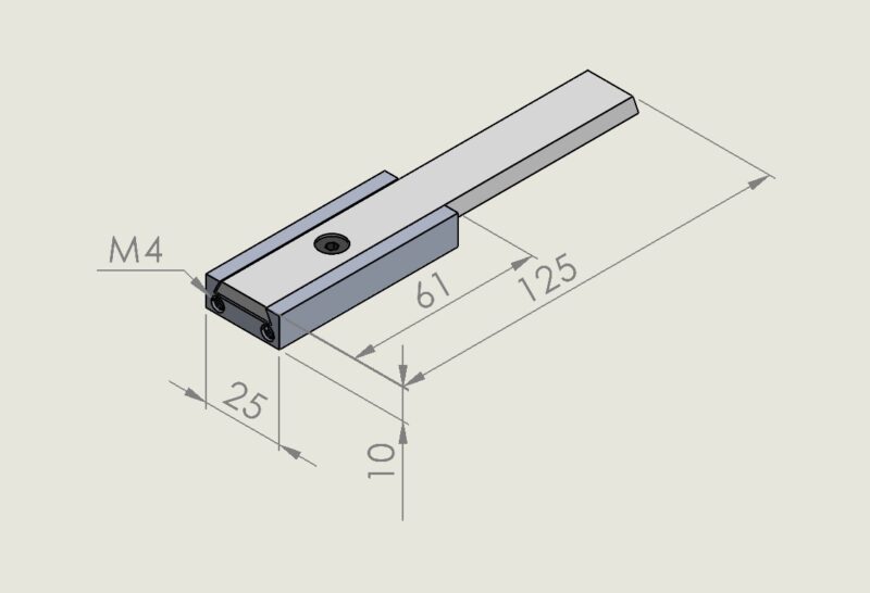 630 Alu jogger 10mm drop-guide with M4 fix slide 125mm