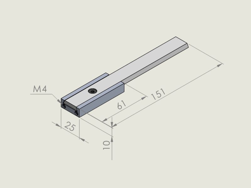 631 Alu jogger 10mm drop-guide with M4 fix slide 151mm