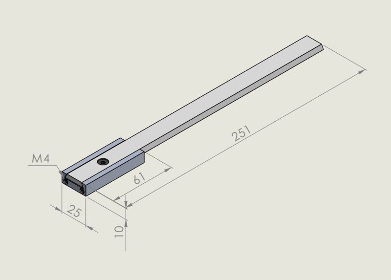632 Alu jogger 10mm drop-guide with M4 fix slide 251mm