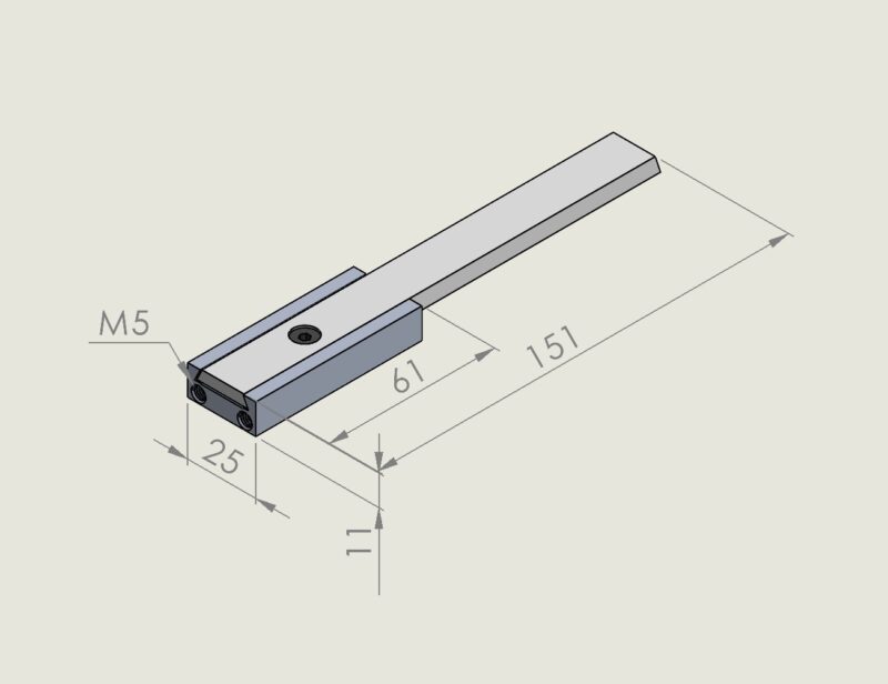 634 Alu jogger 11mm drop-guide with M4 fix slide 151mm
