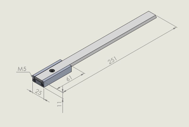 635 Alu jogger 11mm drop-guide with M4 fix slide 251mm
