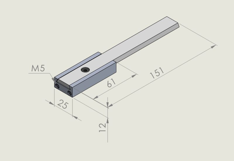 637 Alu jogger 12mm drop-guide with M4 fix slide 151mm