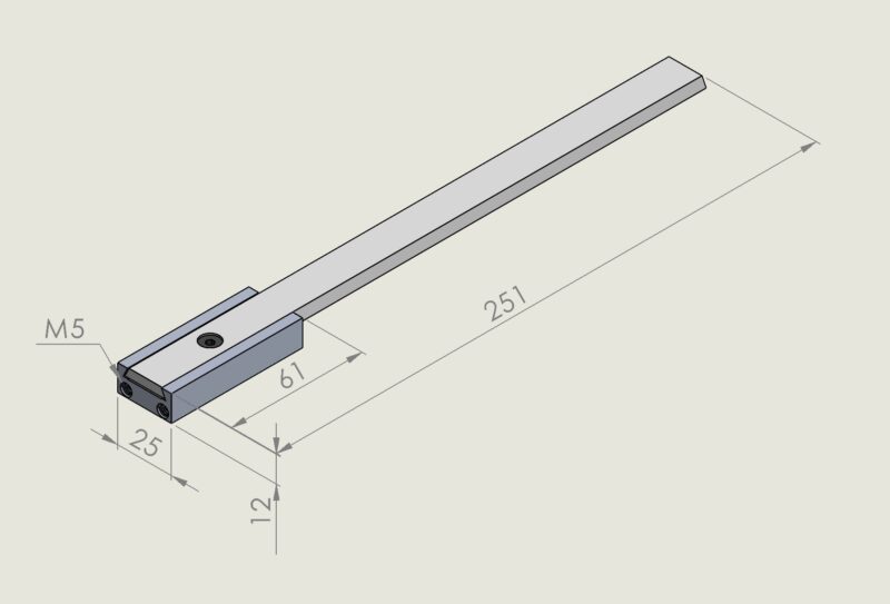 638 Alu jogger 12mm drop-guide with M4 fix slide 251mm