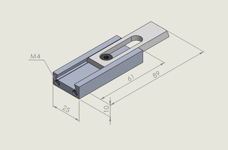 639 Alu jogger 10mm drop-guide with M4 holes slide guide 28mm