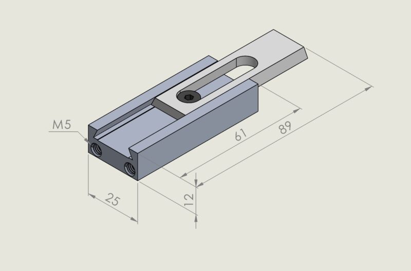 641 Alu jogger 12mm drop-guide with M4 holes slide guide 28mm